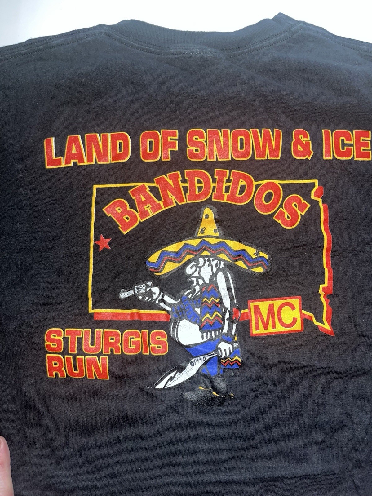 Bandidos MC Land of Snow & Ice Sturgis Run Graphic Black T-Shirt w/ Pocket