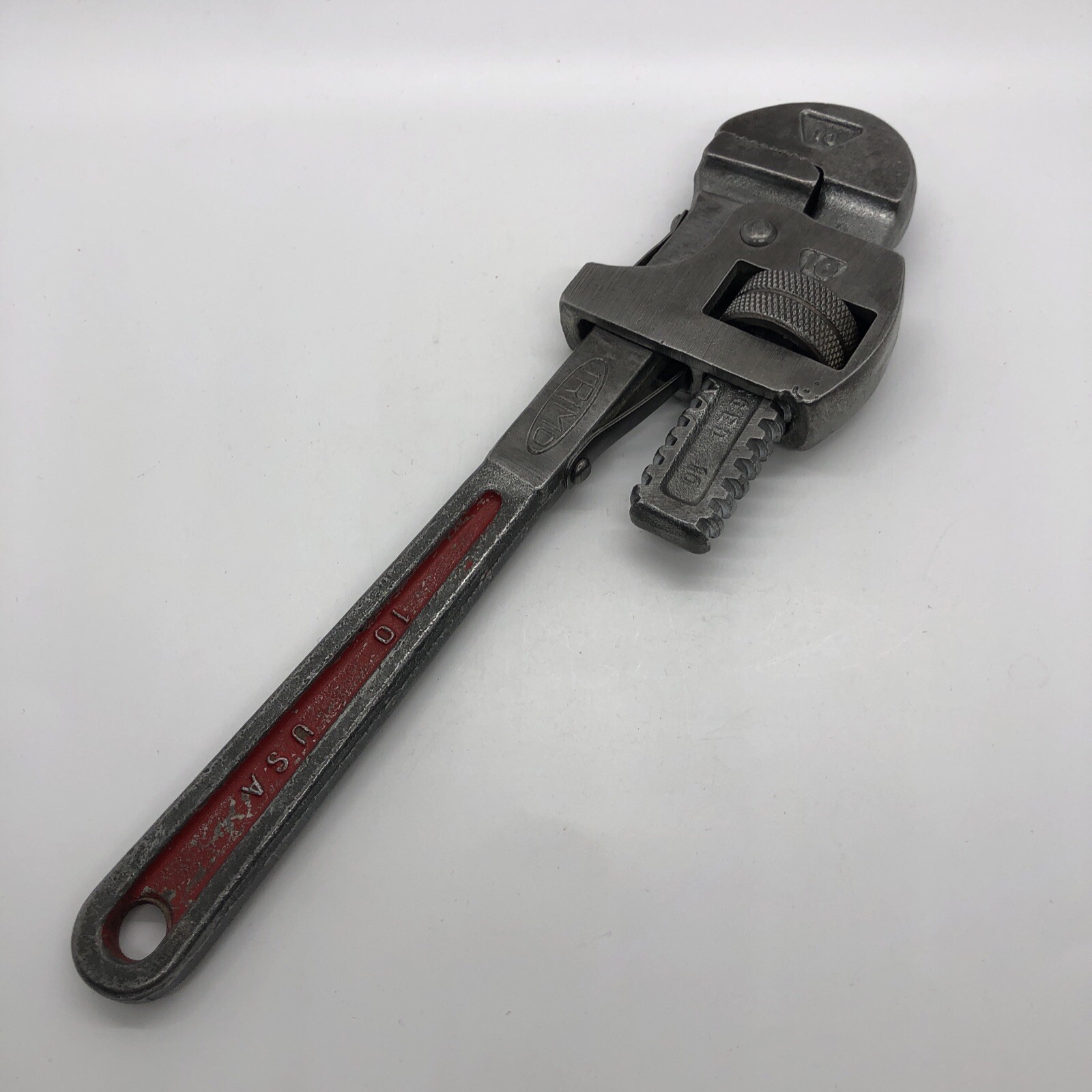Vintage Stillson Trimo 10” Adjustable Pipe Wrench Red Handle