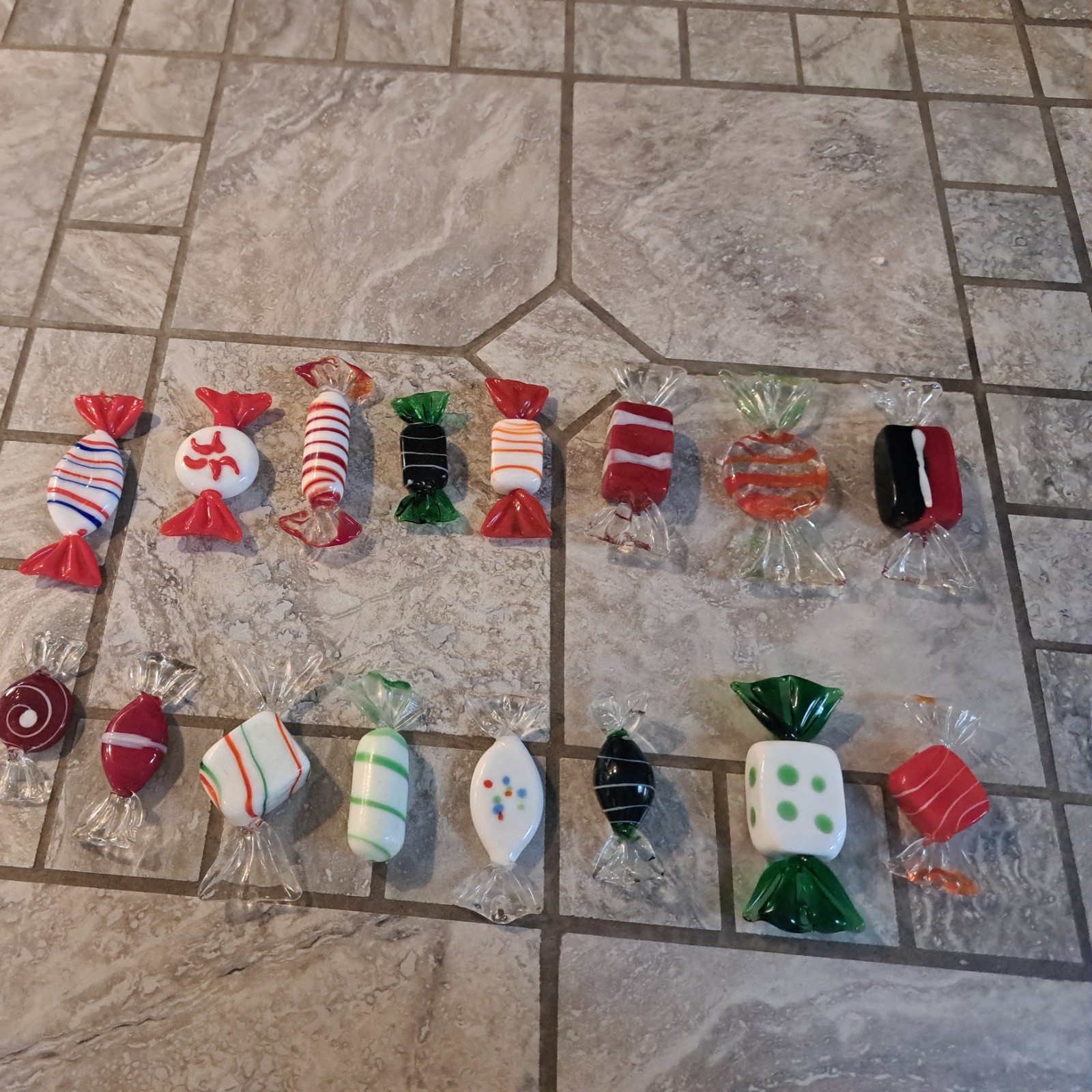 16pc Vintage Blown Glass Candy Christmas Ornaments