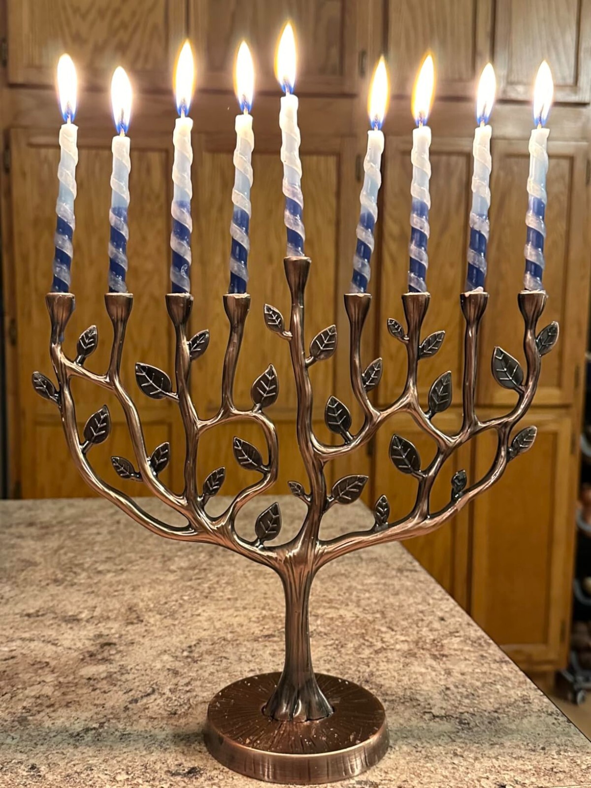 Deluxe Twisted Blue & White Hanukkah Menorah Candles For All 8 Nights 45 Pieces