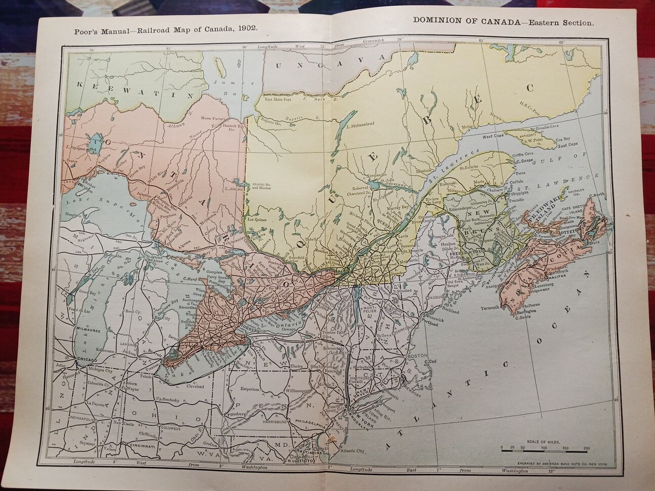 1902 Train Route Map Eastern Canada Railroad All Lines Station Towns 11×9\