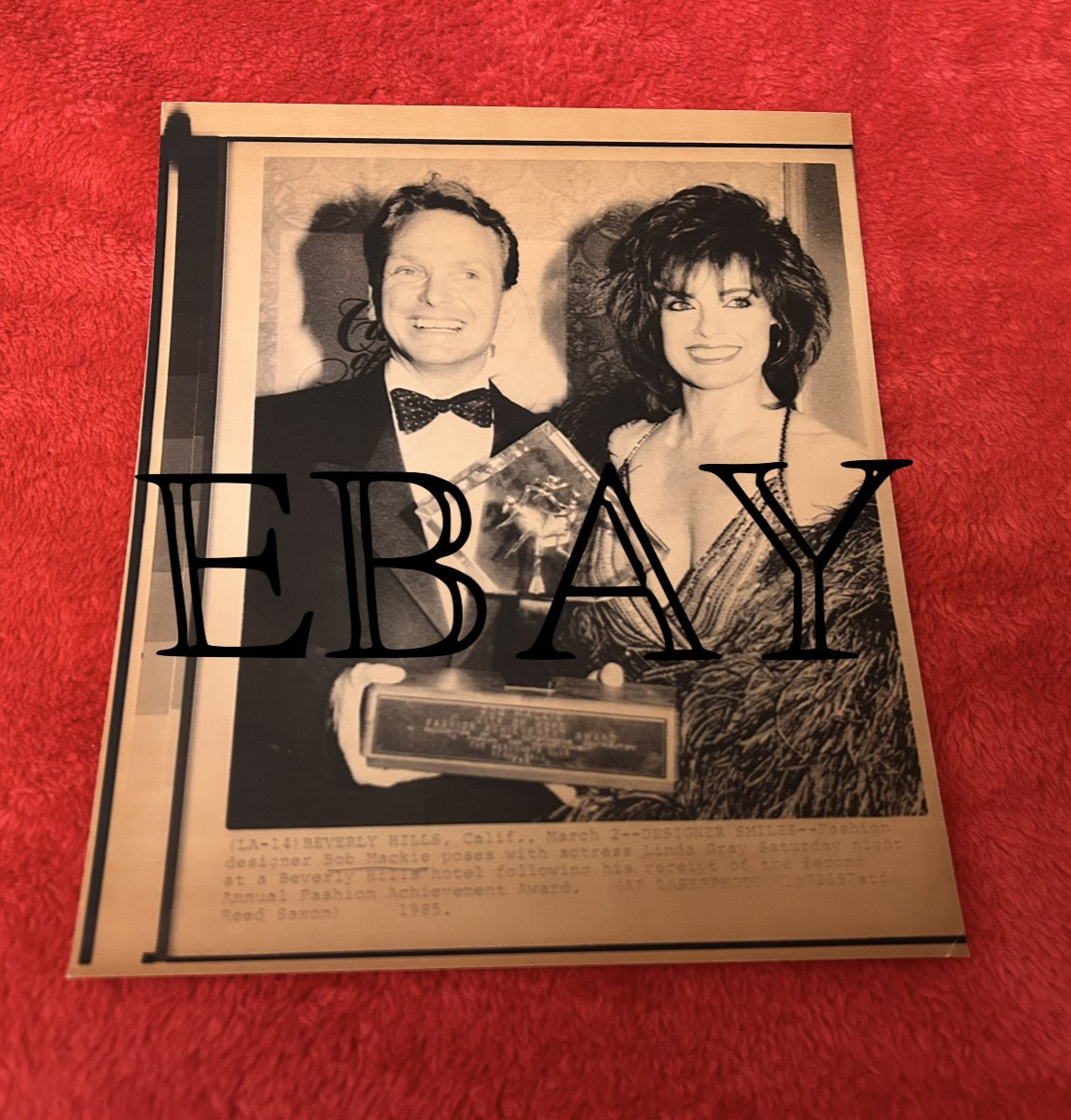 BOB MACKIE & LINDA GRAY original AP Wire photo Fashion Achievement Award Dallas
