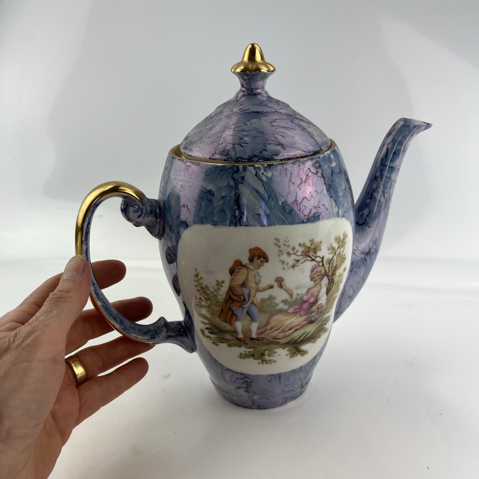 Vintage Polish Wloclawek Porcelain Goralski Folk Art COFFEE TEA POT Made Poland