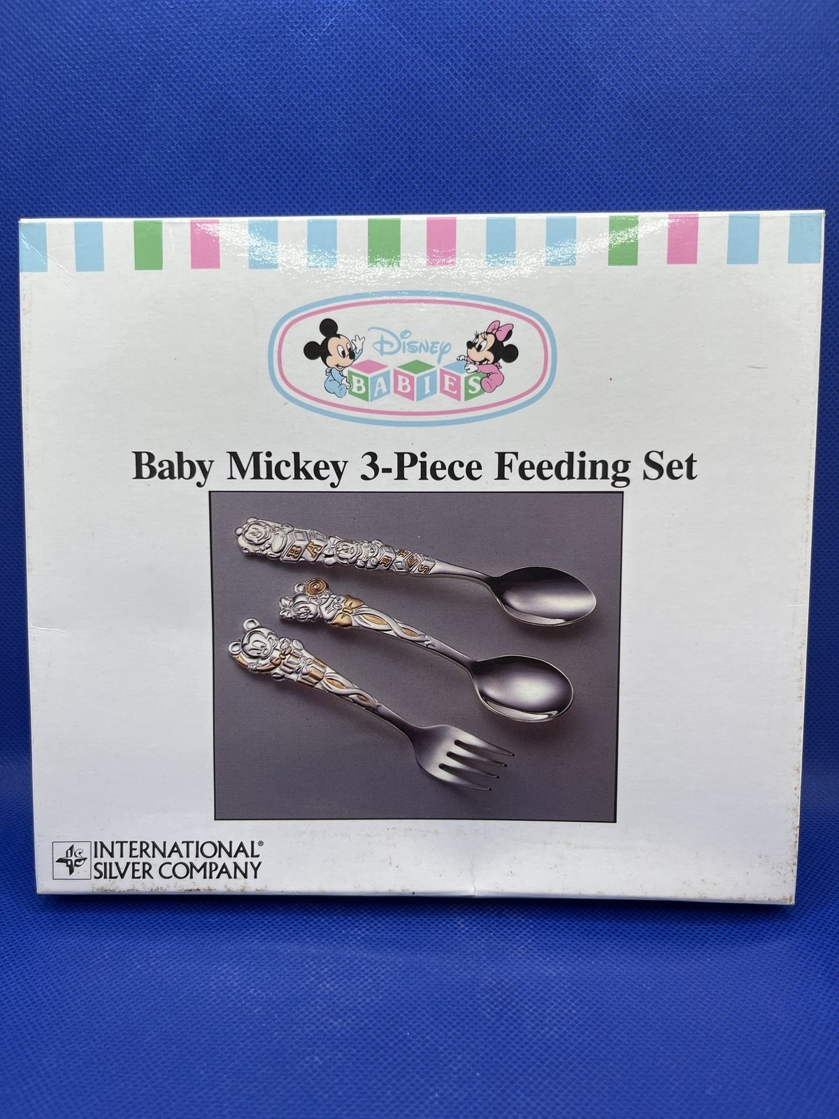 Disney Babies Baby Mickey 3 Piece Feeding Set International Silver Boxed Disney Babies Baby Mickey 3 Piece Feeding Set International Silver Boxed