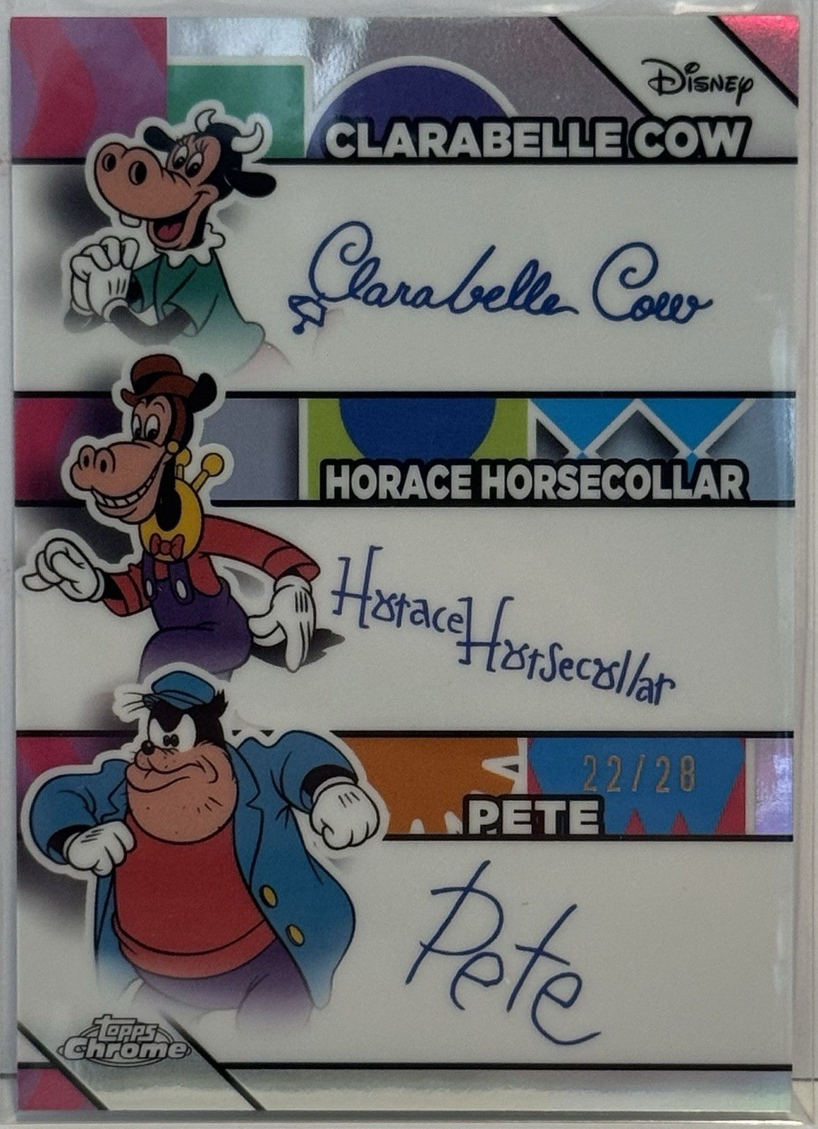 2026 Topps Chrome Disney TR-5 Triple Facsimile Auto 22/28 Clarabelle Pete