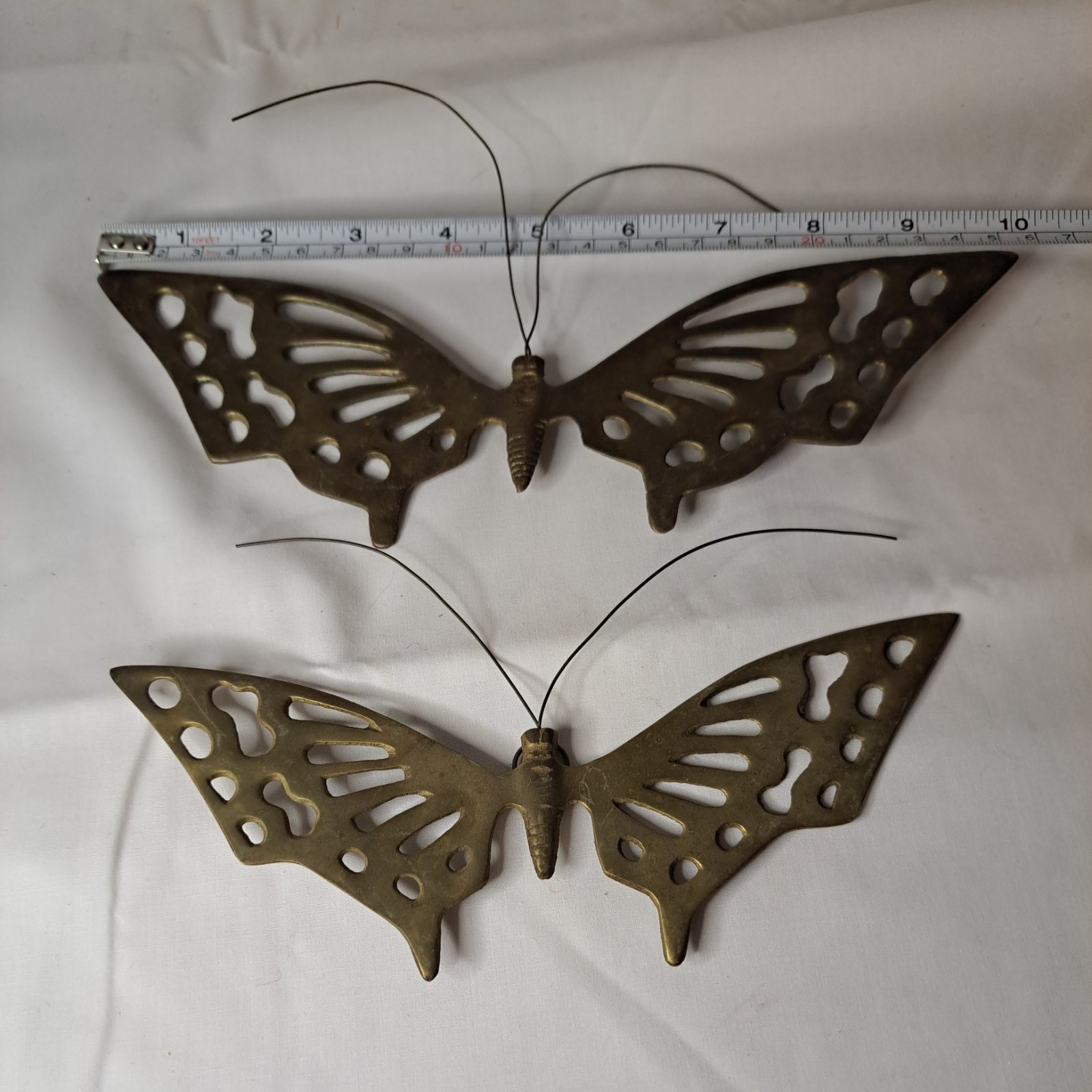 Pair Of Vtg Solid Brass Butterflies. One 10\