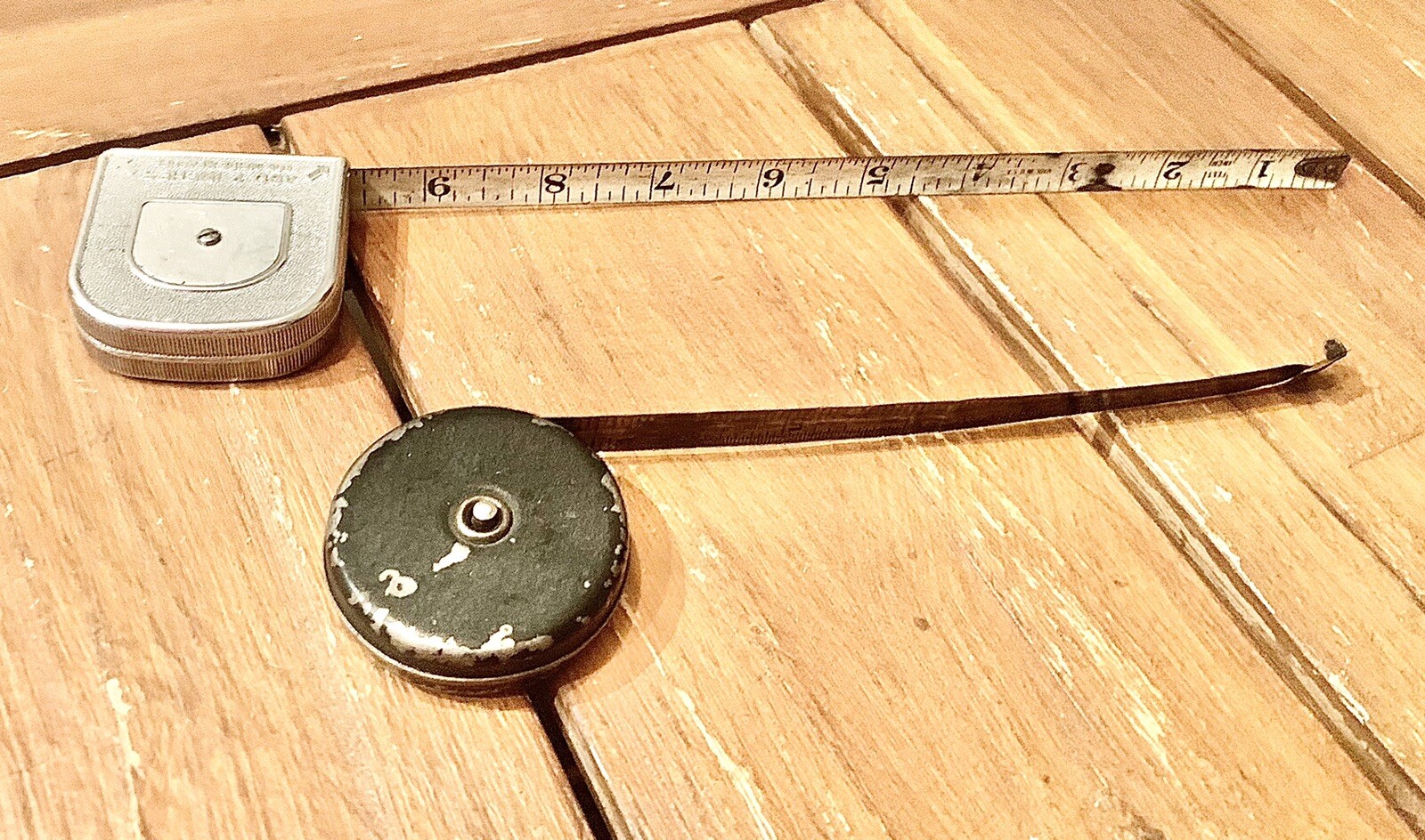 Vintage 2 Tape Measures Round Square￼
