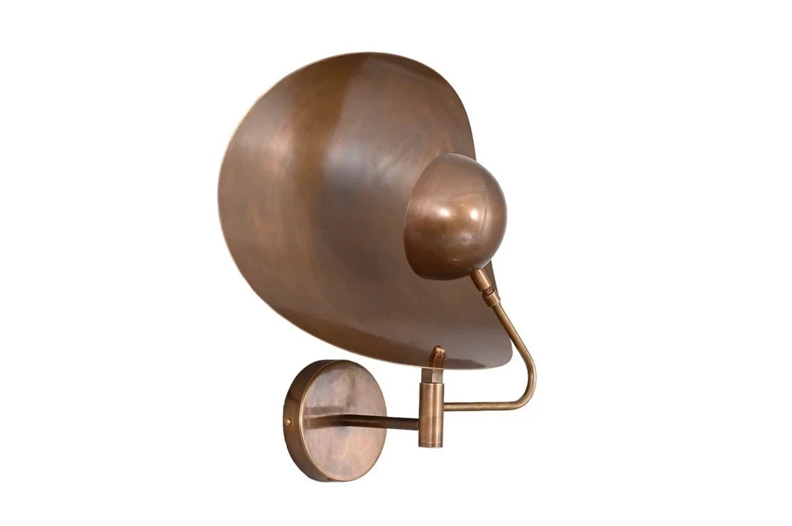 Mid century Light Italian Sputnik Raw Brass Modern Wall Fixture Focus Handmade