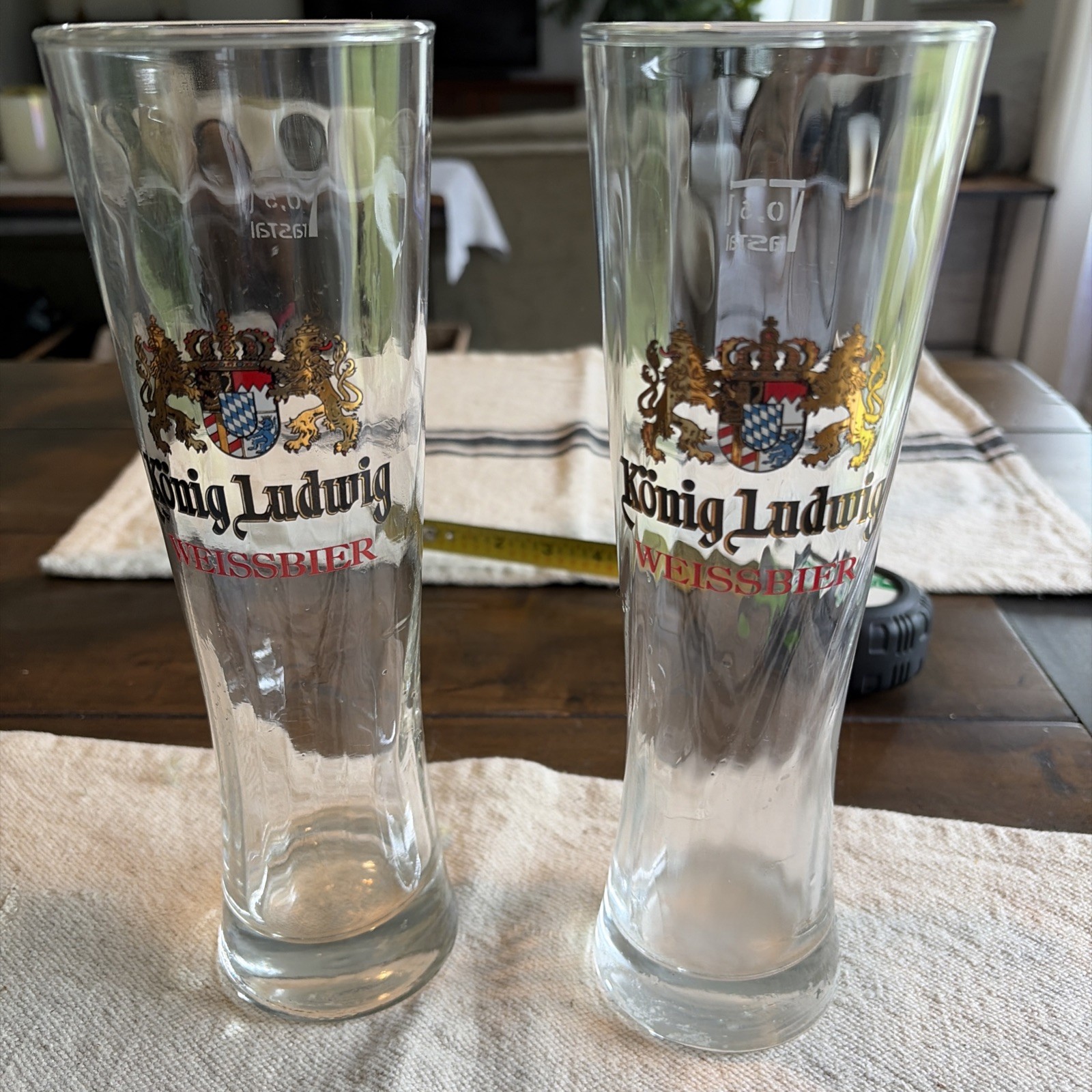 Konig Ludwig Weissbier tall pilsner-style beer glass , 0.5L capacity ( SET OF 2)