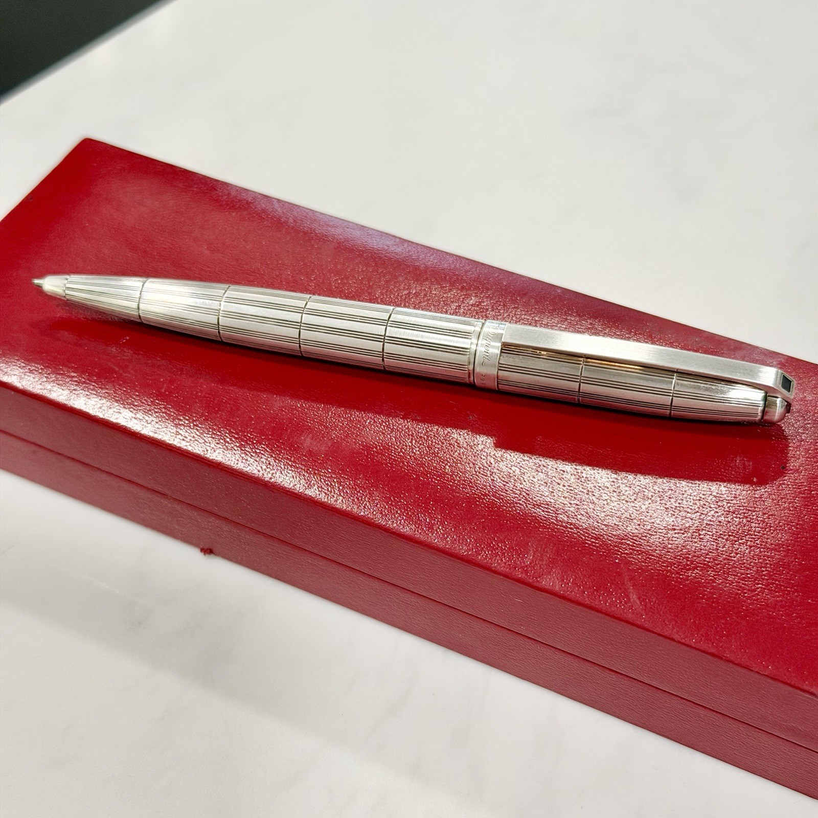 Vintage S.T. Dupont Paris Fidelio Ballpoint Pen Silver Plated Made In France