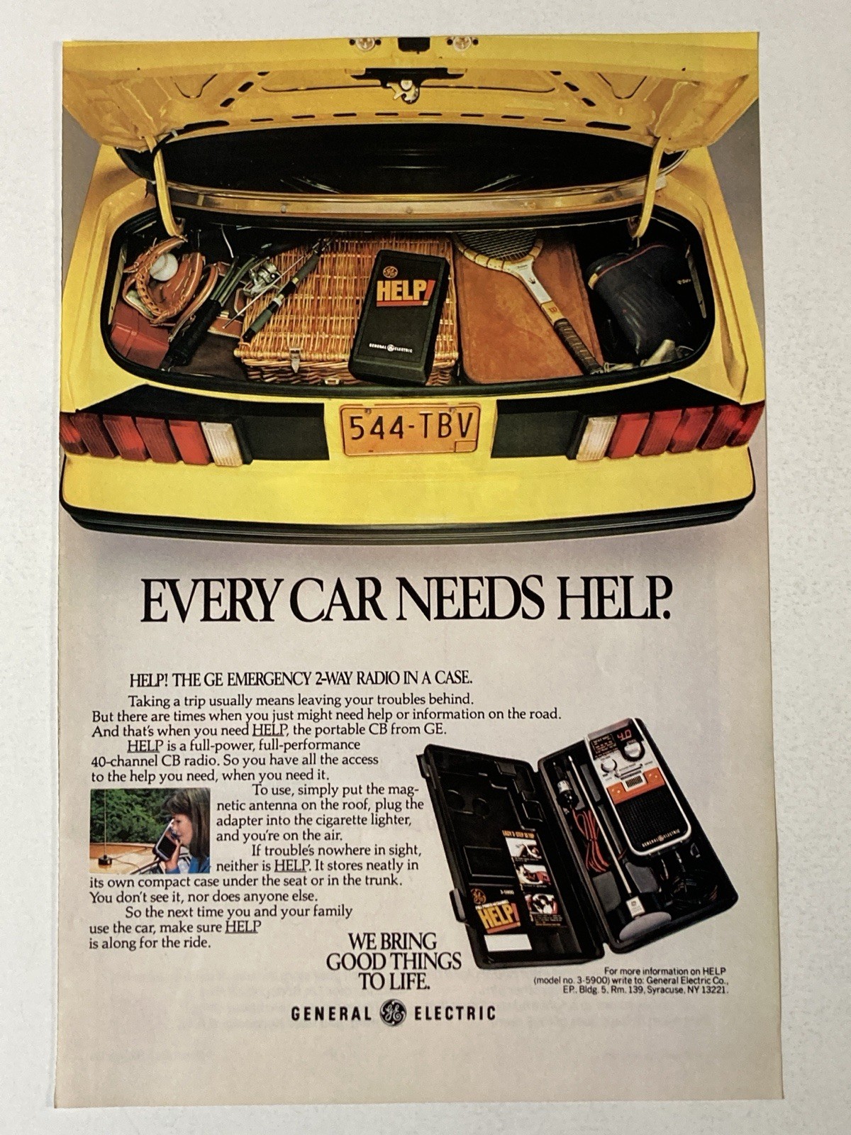 1981 GE General Electric Print Ad HELP Emergency Two Way Radio 1981 GE General Electric Print Ad HELP Emergency Two Way Radio