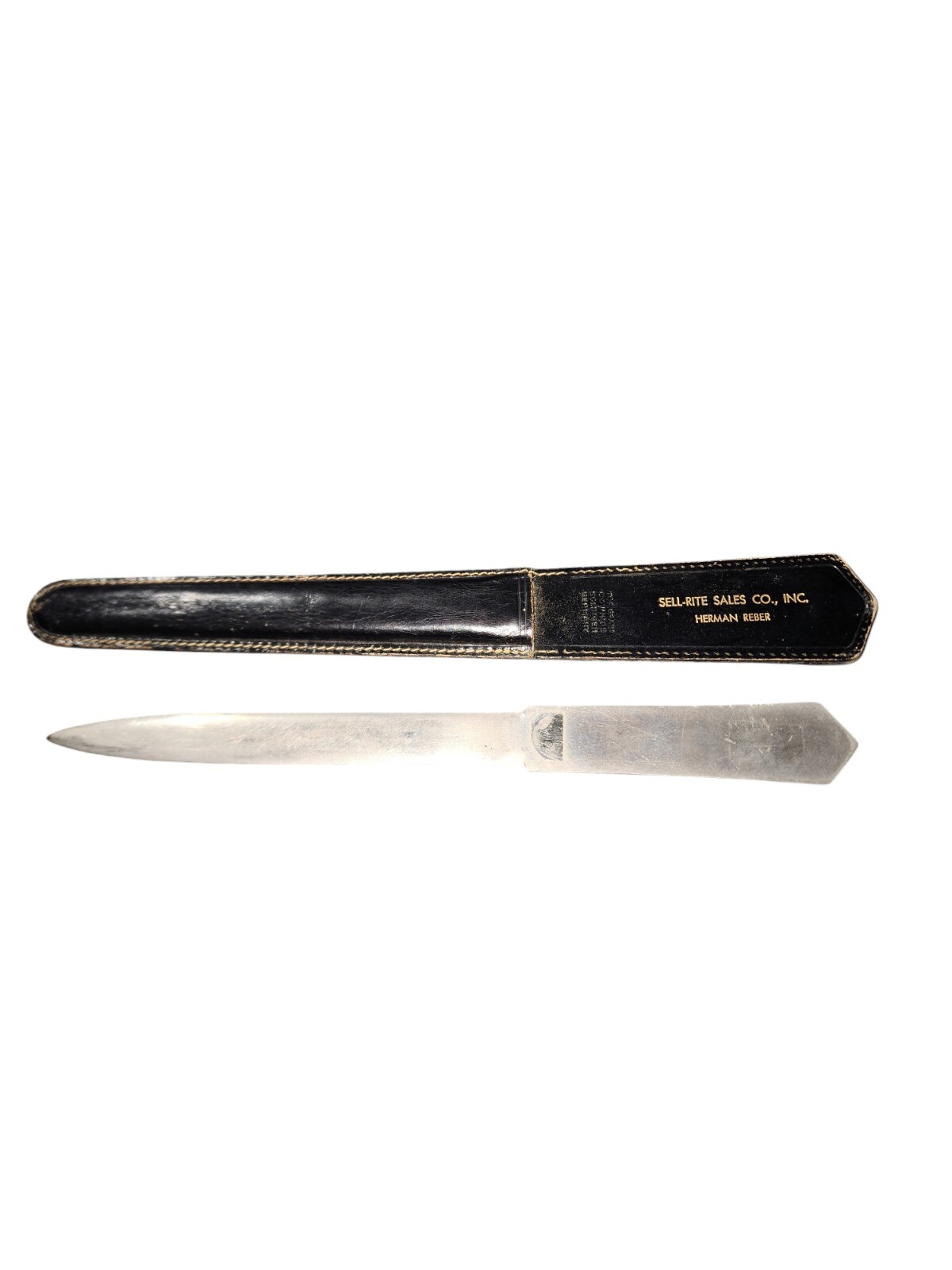 Vintage Solingen Germany Adv. Sell-Rite Co. Letter Opener w/Black Leather Sheath Vintage Solingen Germany Adv. Sell-Rite Co. Letter Opener w/Black Leather Sheath