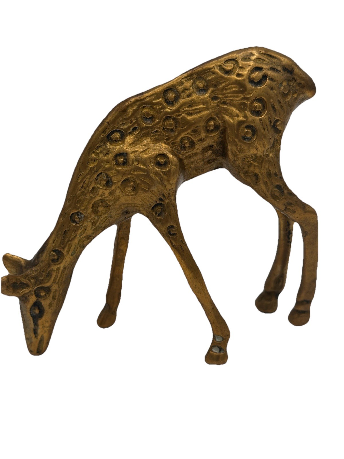 Vintage Solid Brass Deer Doe Fawn Grazing Eating Decor Figurine 4.5 Vintage Solid Brass Deer Doe Fawn Grazing Eating Decor Figurine 4.5