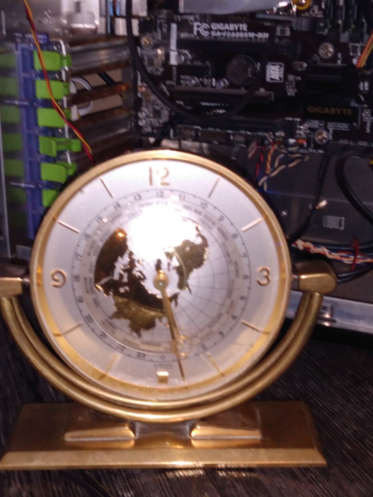  Antique Imexal wind up 15 jewel Swiss movement mantel world clock with alarm