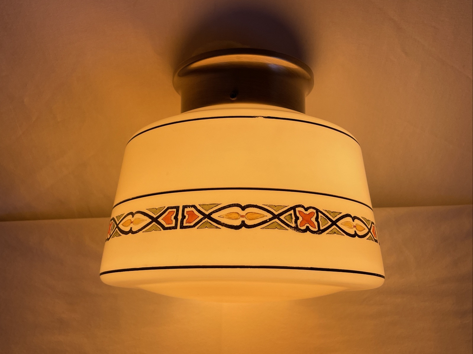 REWIRED Vtg Flush Mount Glass Ceiling Light Art Deco Mid Mod 1920s 1940s 1960s