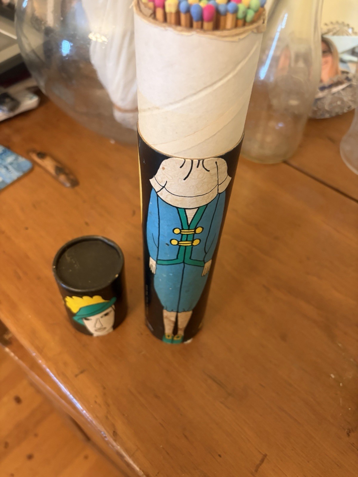 Vintage 1980 Faroy Mix & Match Character Long Matches Tube Made in Taiwan