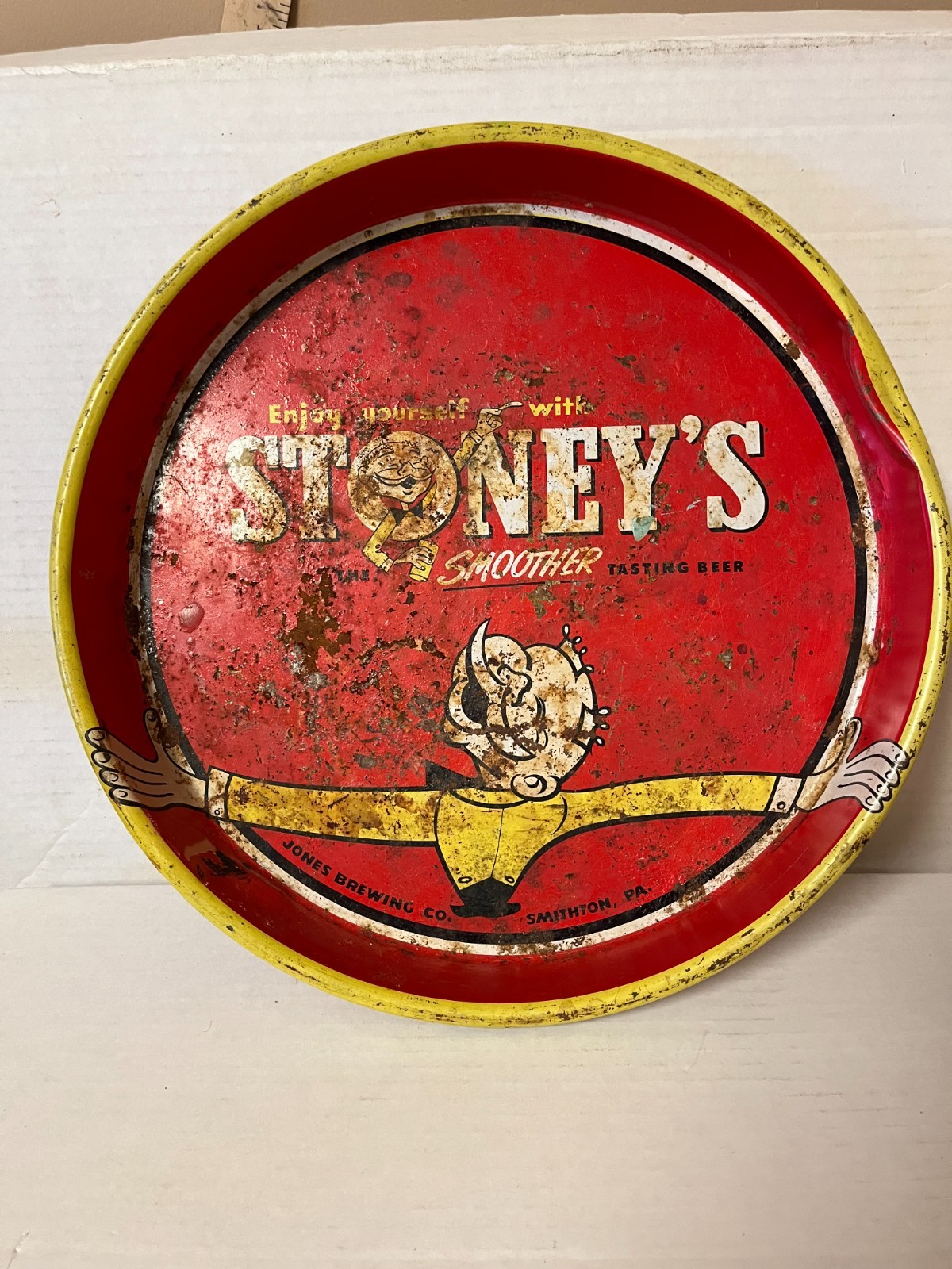 Vintage Stoney's Beer Metal Serving Tray Smithton PA Advertising Breweriana