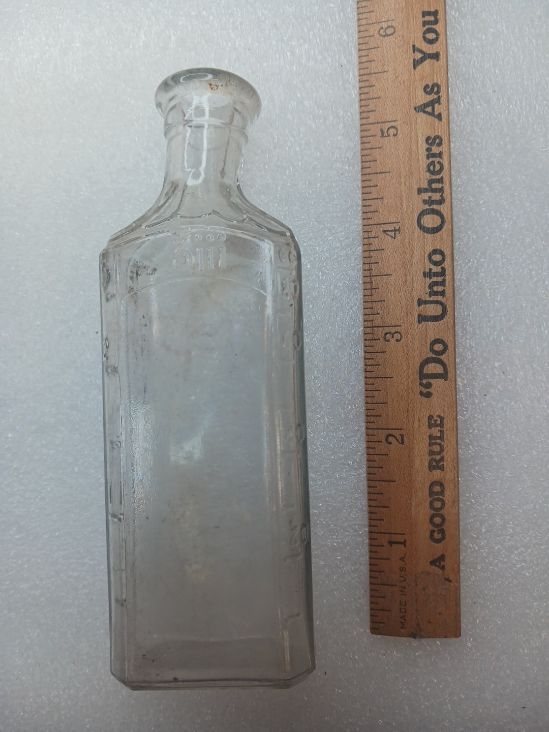 Vintage 3iii Medicine Clear Glass Bottle Error Top Warped Old 1900s Medicine...