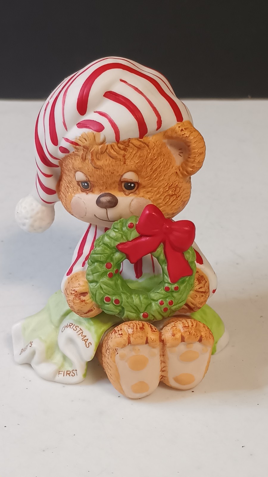 Vtge Teddy Beddy Bear 1984 Christmas Enesco Morgan Porcelain 3.5