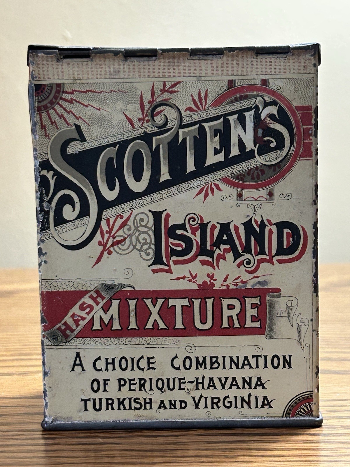 ANTIQUE VERY RARE Island Mixture Empty Tobacco Tin Daniel Scotten Co Detroit MI