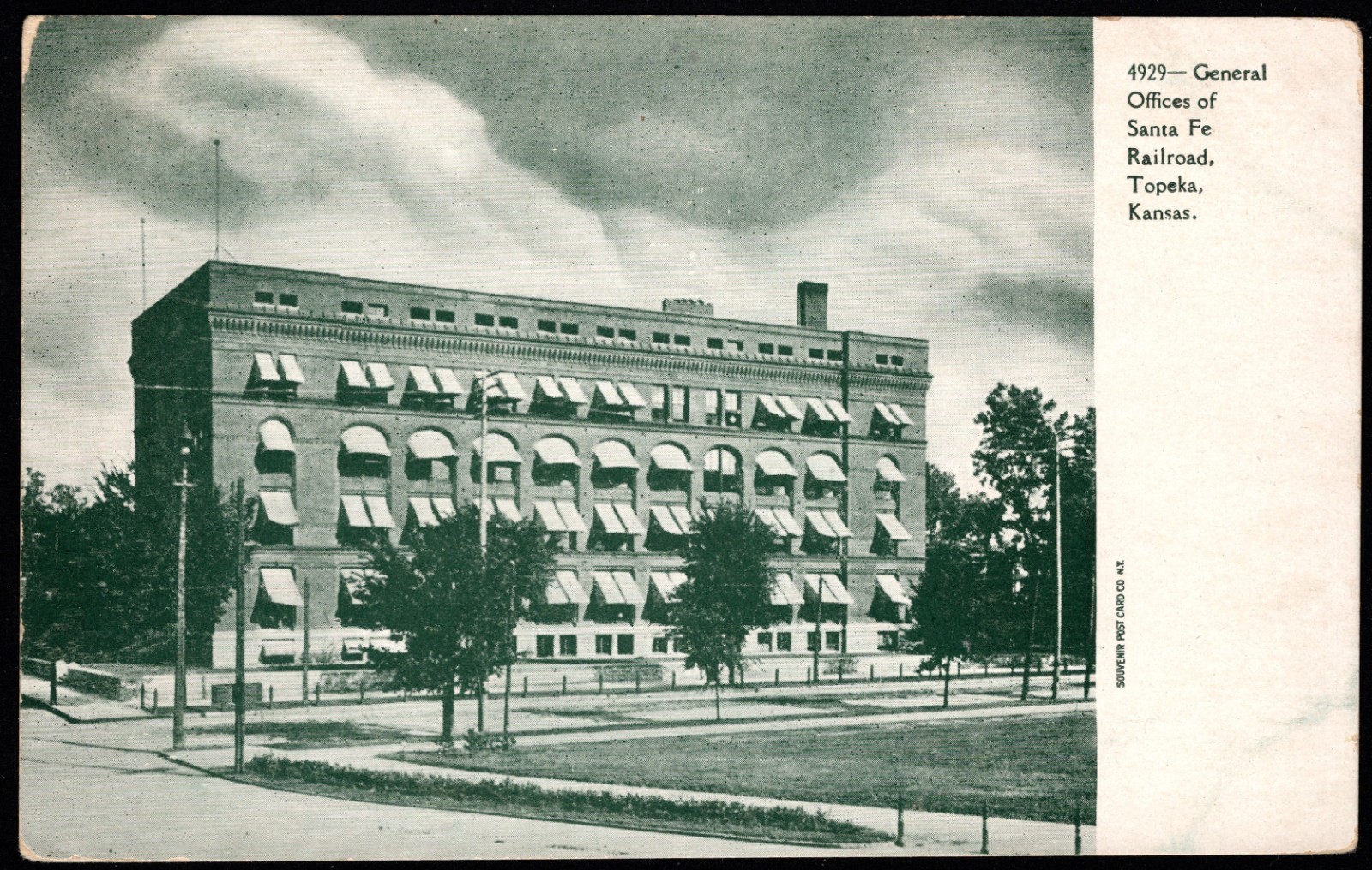 Postcard General Offices of Santa Fe Railroad, Topeka, KS Undivided Back Postcard General Offices of Santa Fe Railroad, Topeka, KS Undivided Back