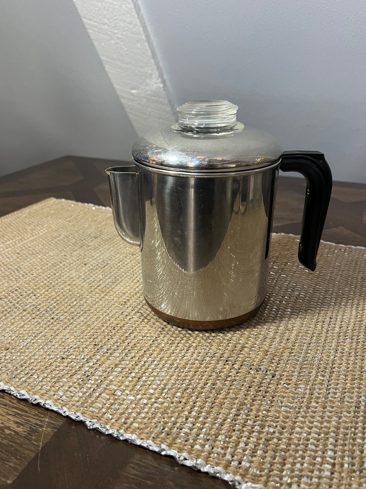 Pre 1968 Vtg 1801 Revere Ware 6 Cup Percolator Coffee Pot Copper Clad Complete Pre 1968 Vtg 1801 Revere Ware 6 Cup Percolator Coffee Pot Copper Clad Complete