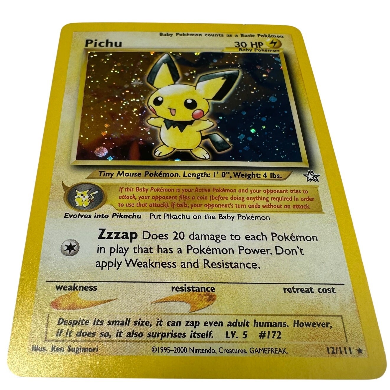 Pokemon TCG Pichu 12/111 Neo Genesis SWIRL Holo Rare Unlimited NM/LP