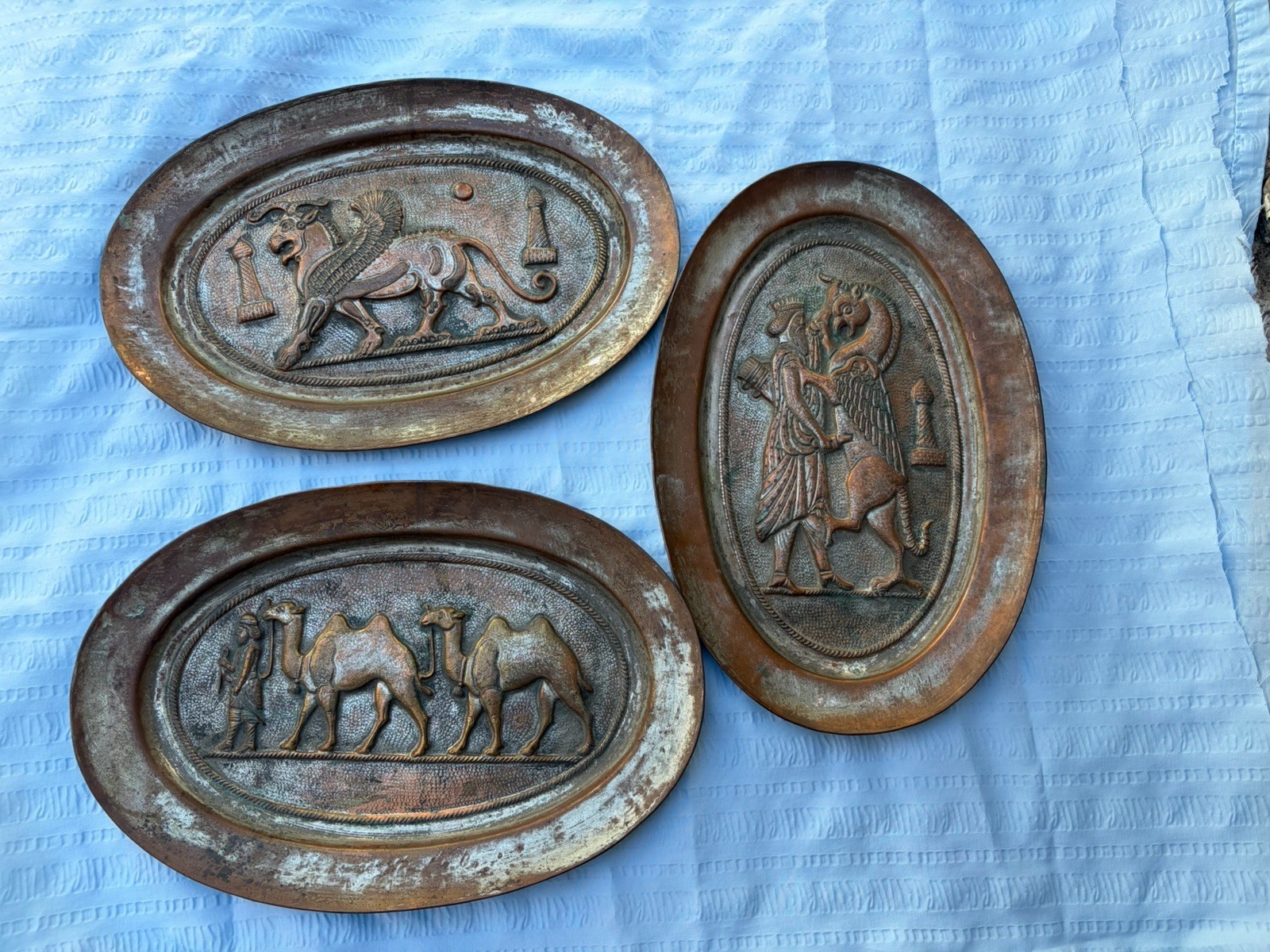 3 Antique Persian Decorative Copper Plate