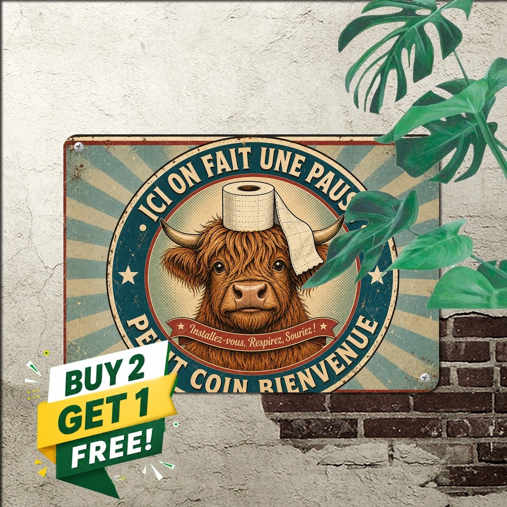 Humorous French Warning Notice Novelty Sarcastic Metal Tin Sign Plaque 8x12