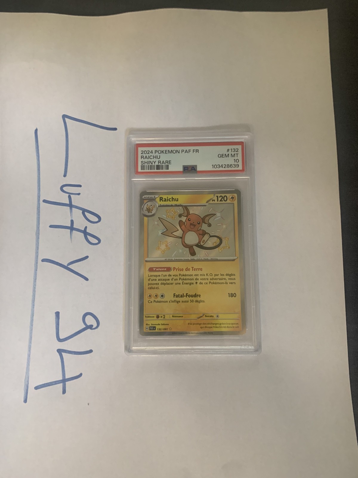 Raichu Shiny 132/091 PSA 10 - Destinées de Paldea FR / Paldean Fates French