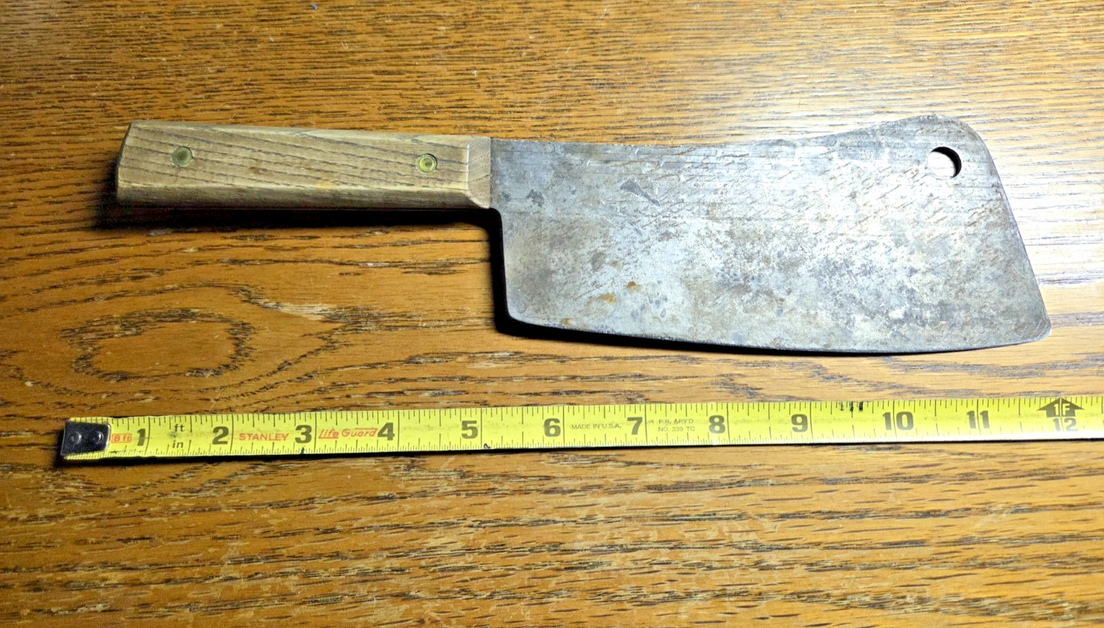 Vintage Forgecraft tm Meat Cleaver Butcher Knife Wooden Handle Approx 7\ Vintage Forgecraft tm Meat Cleaver Butcher Knife Wooden Handle Approx 7\