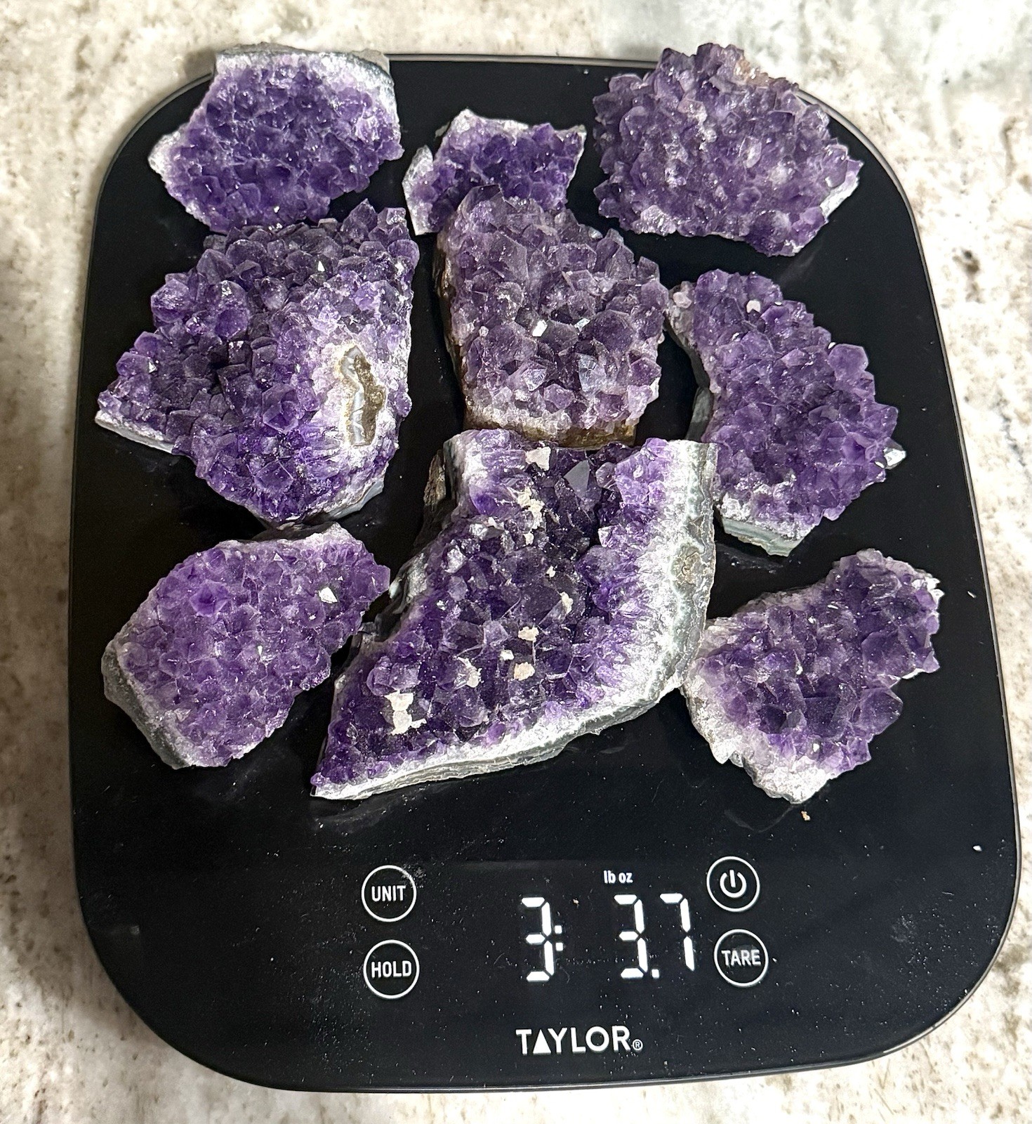 Natural Amethyst Crystal Cluster Lot 9 Pieces 3 lb 3.7 oz Raw Purple Quartz