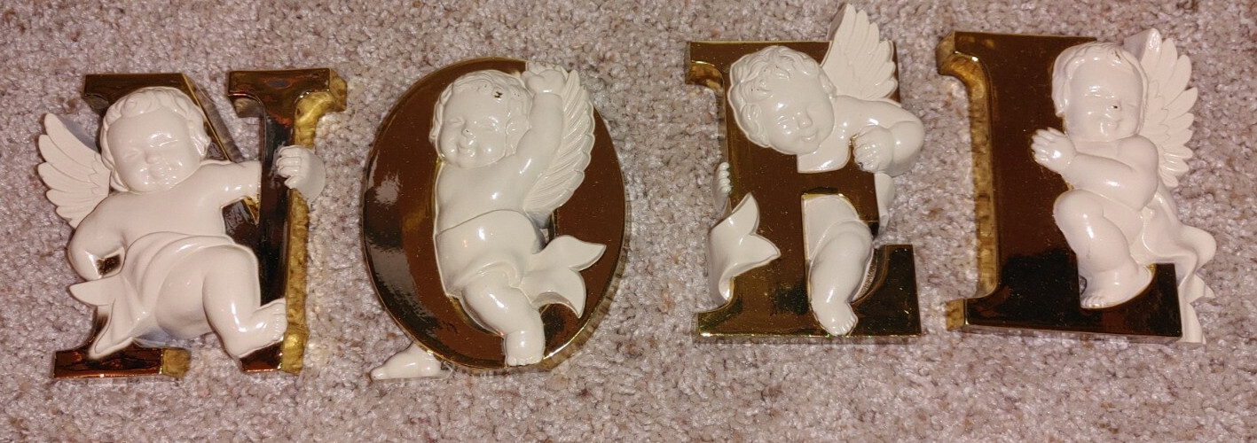 Vintage HOMCO NOEL Christmas Letters Angels Plastic 5\