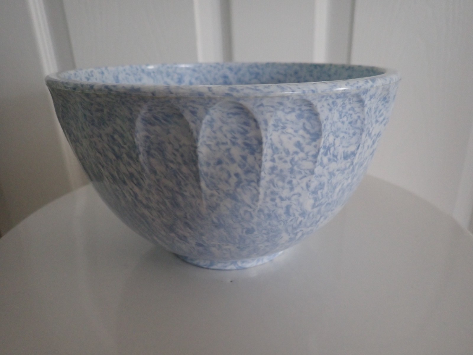 Vtg MCM BOONTON BLUE CONFETTI THUMBPRINT 2 Quart Melamine Mixing Bowl