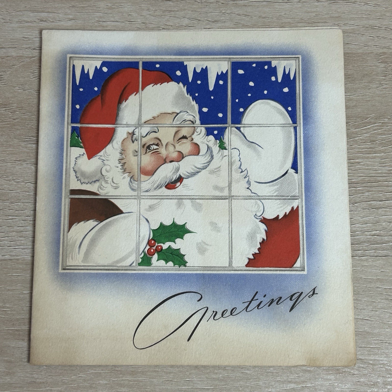 Vintage 1944 Santa Claus Season’s Greetings Christmas New Year Greeting Card