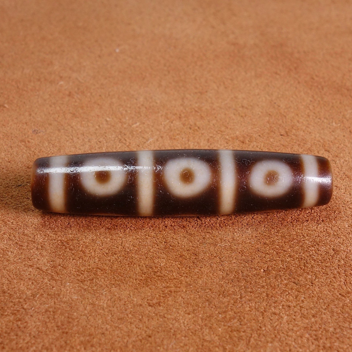 Energy Ancient Tibetan Old Agate Dzi Bead 9 Eyed Amulet Pendant 58×13mm #9128