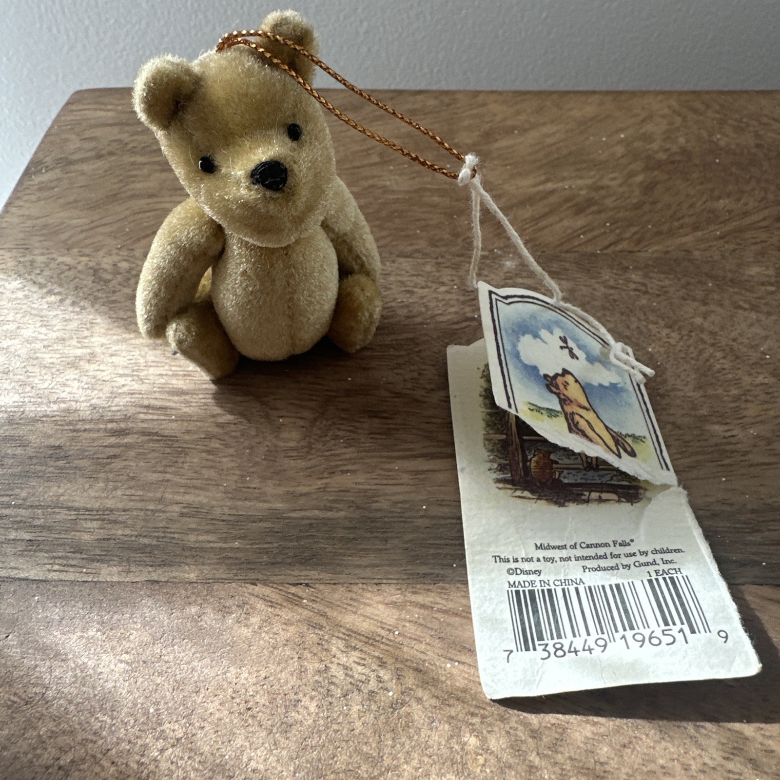Gund The Classic Pooh Bear Tiny Velvet  Ornament Jointed