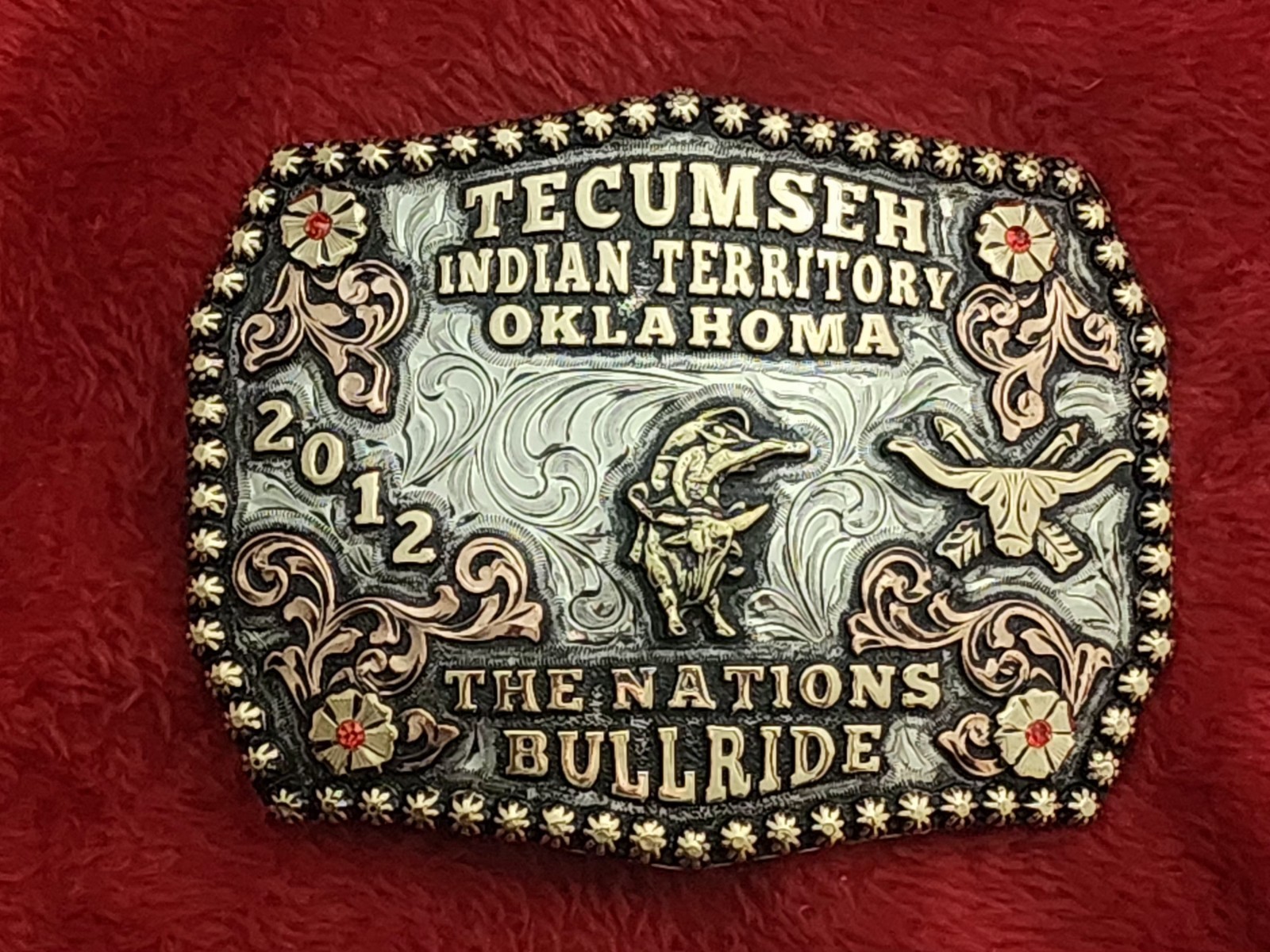 Rodeo☆2012☆X~Treme Bull Riding Champion Trophy Buckle☆Tecumseh Oklahoma☆Rare☆X30
