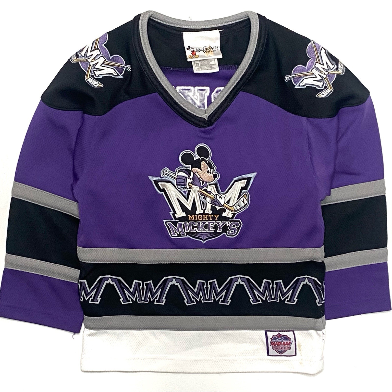 Vintage Walt Disney World Mighty Mickey’s Double Sided Embroidered Hockey Jersey