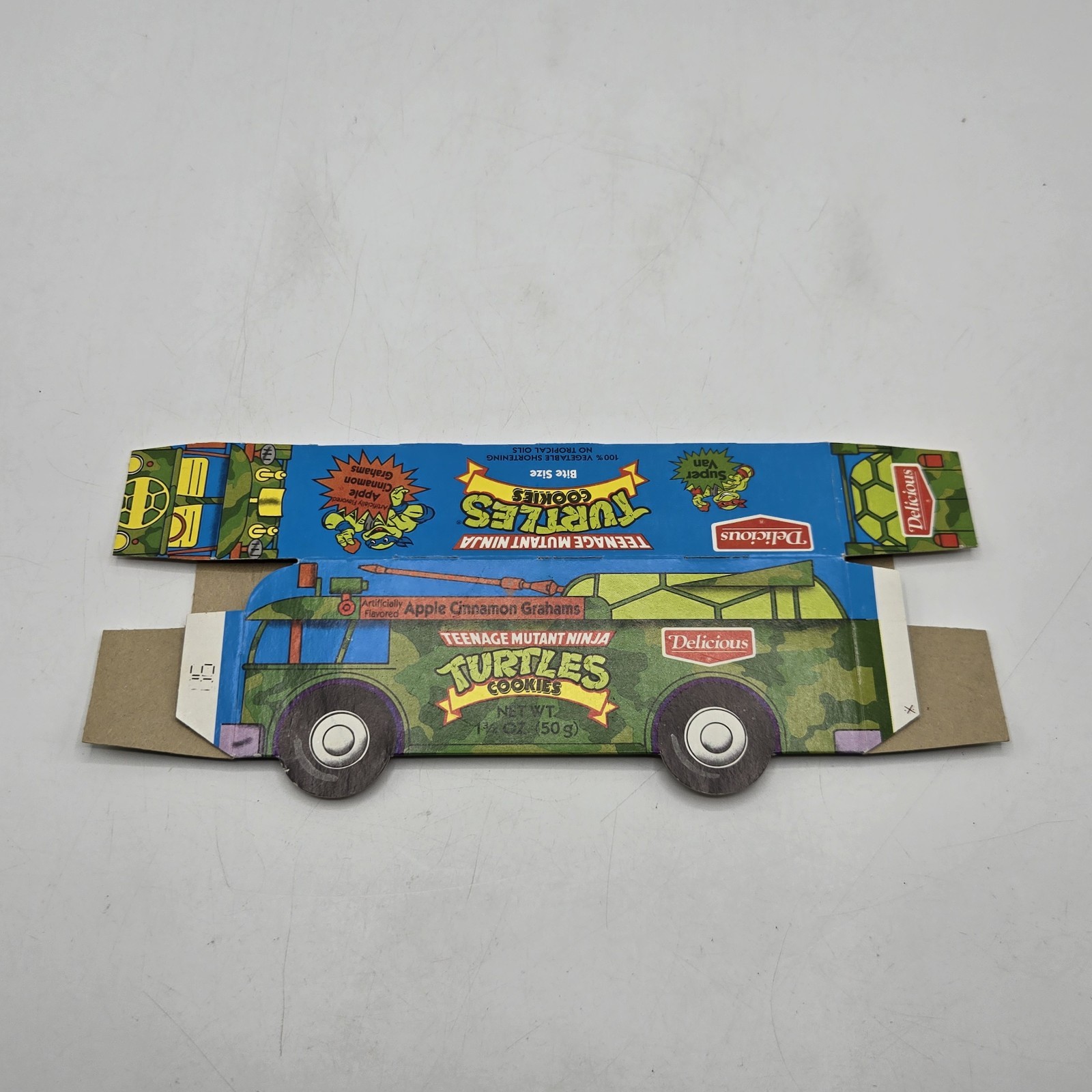 1989 Teenage Mutant Ninja Turtle Super Van Cookies Box By Delicious - Flattened 