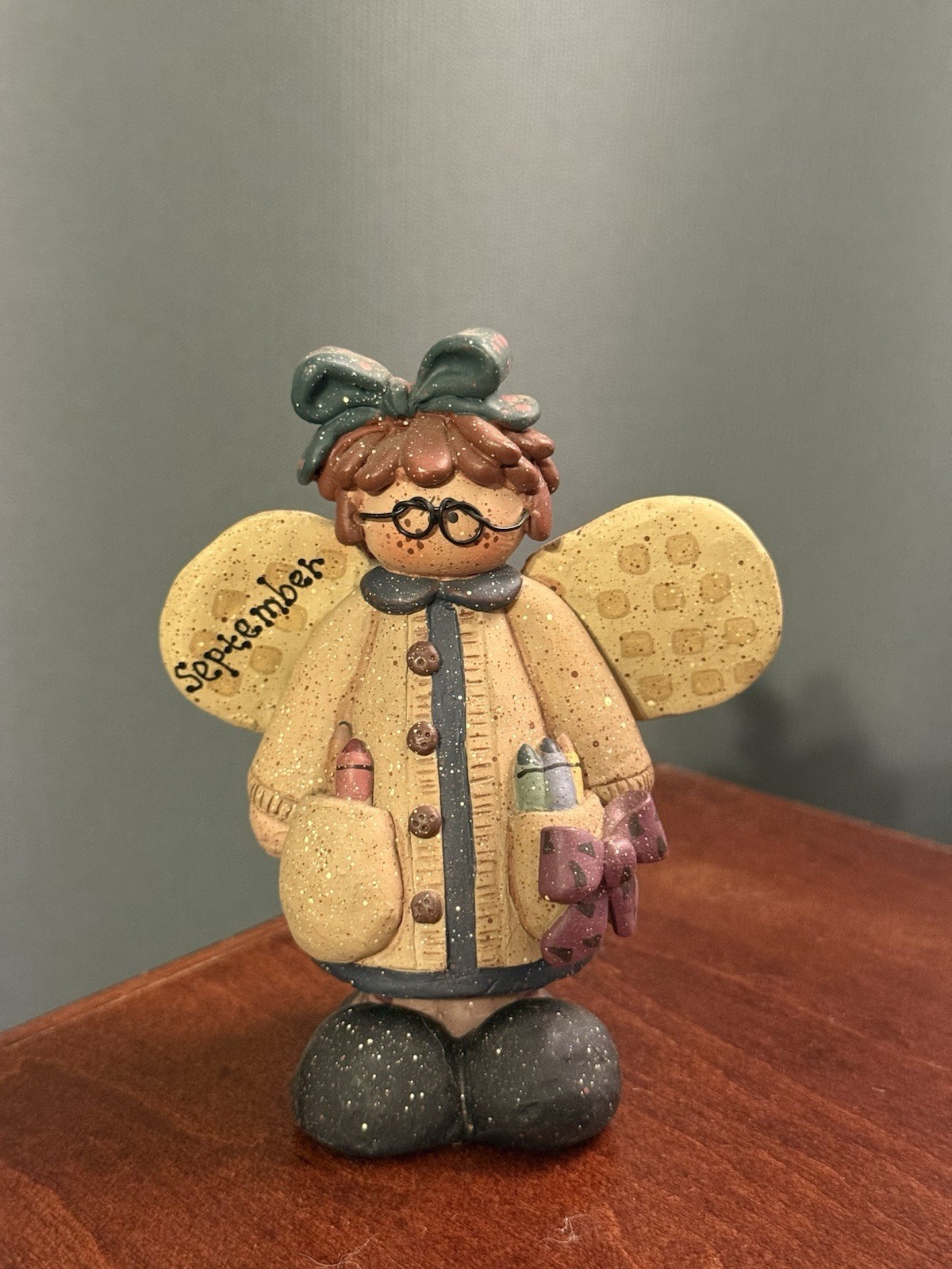 VTG Crazy Mountain September Angel Glasses School Crayons Figurine 3.5