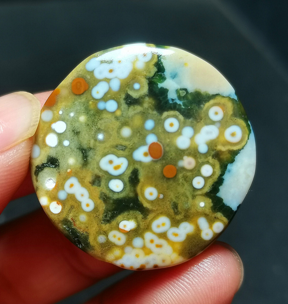 Rare 16G Natural Polished Orbicular Ocean Jasper Reiki Healing WYY2602