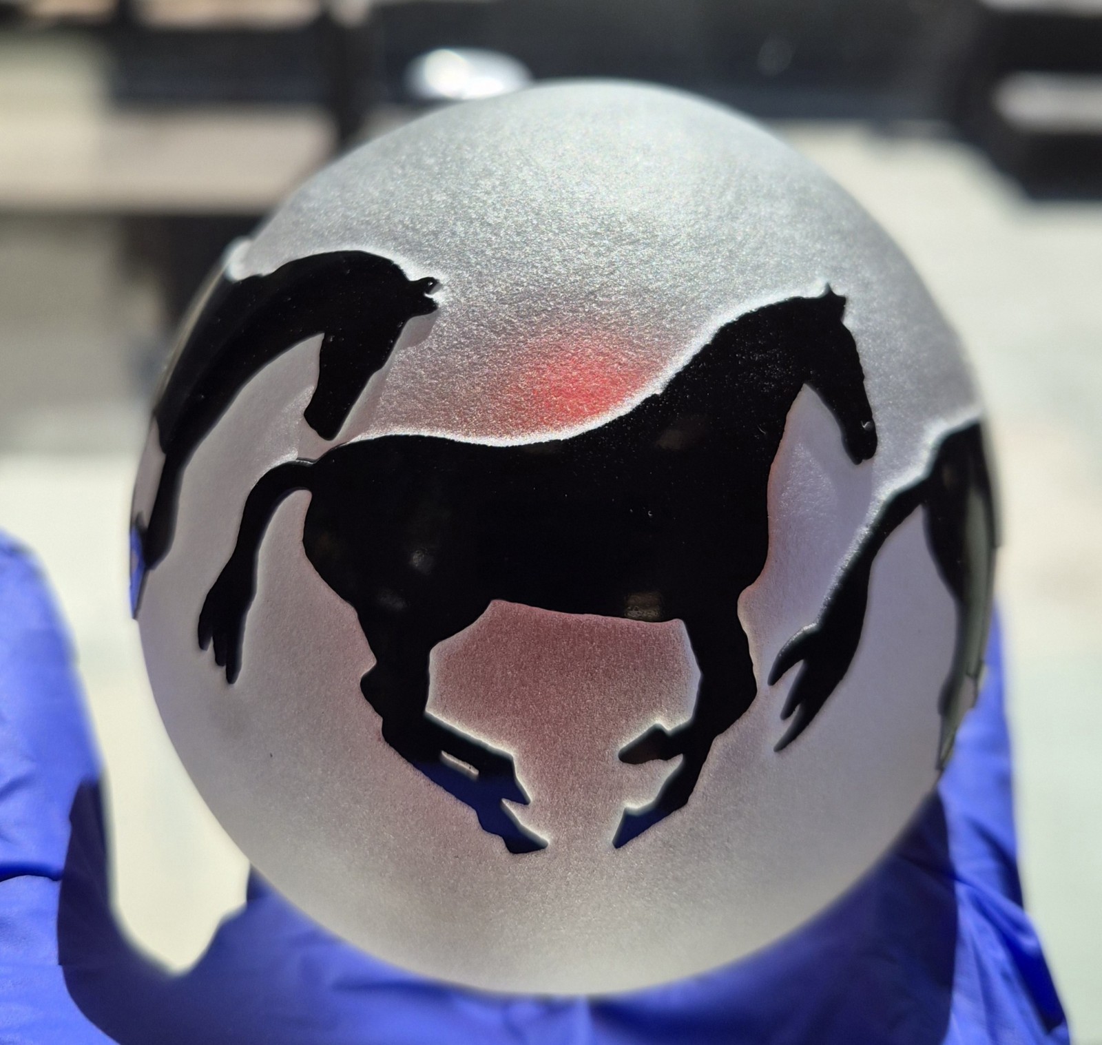 Vintage 1991 Correia Art Glass Cameo Paperweight - Wild Horses - Signed & Number