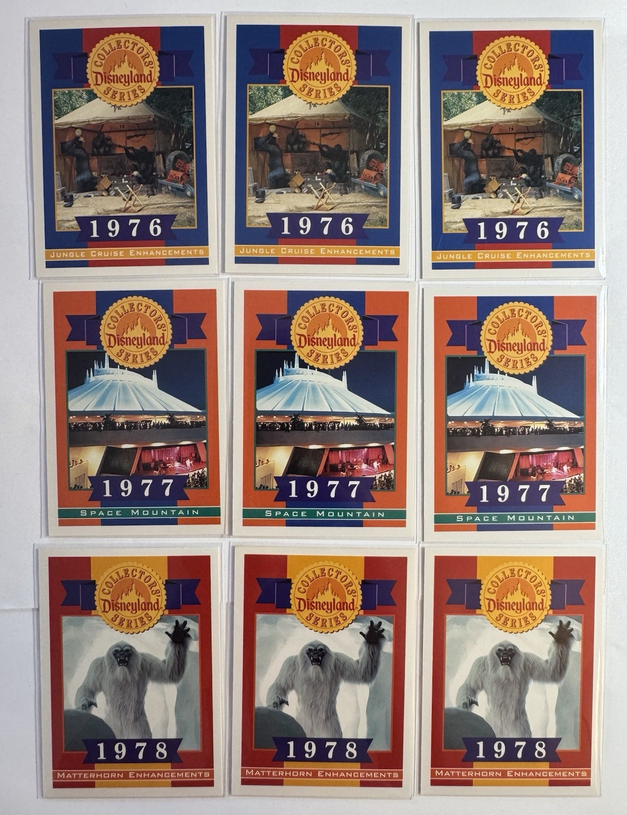 Disneyland Collectors Cards (x3) 1976, (x3) 1977 & (x3) 1978 | Lot Of 9