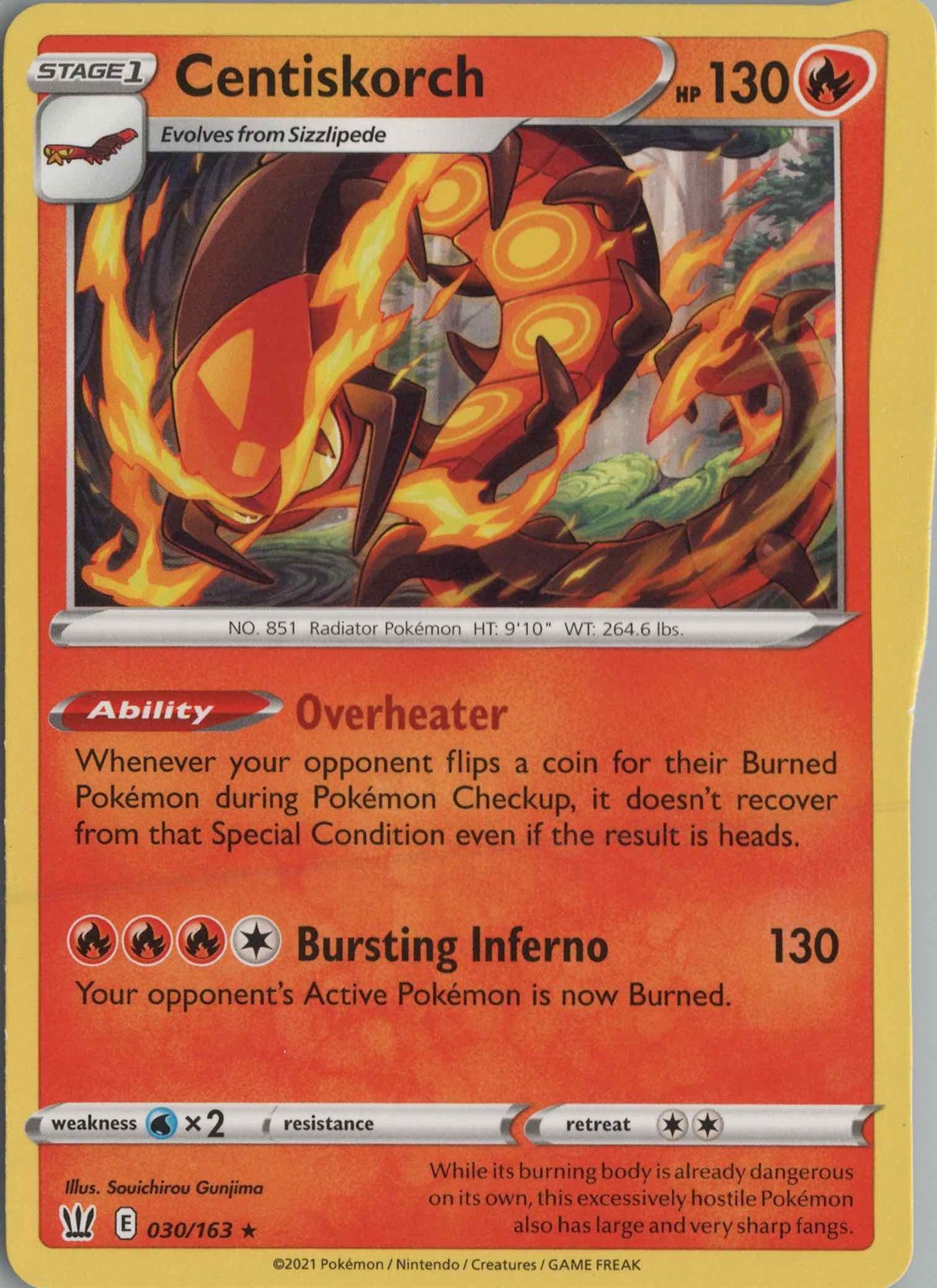 2021 POKÉMON SWORD SHIELD EVOLUTIONS #30 CENTISKORCH SPECIAL ILLUSTRATION RARE
