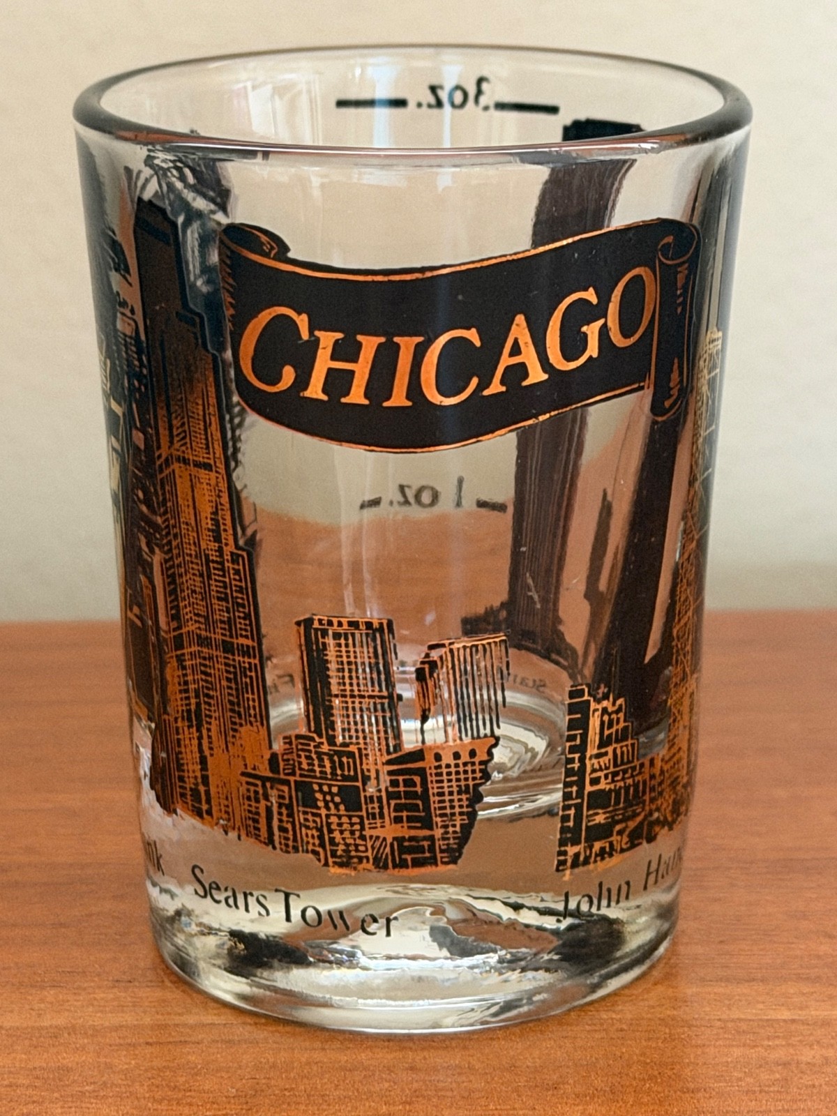 Vintage Chicago 3 oz. Shot Glass with Famous Landmarks