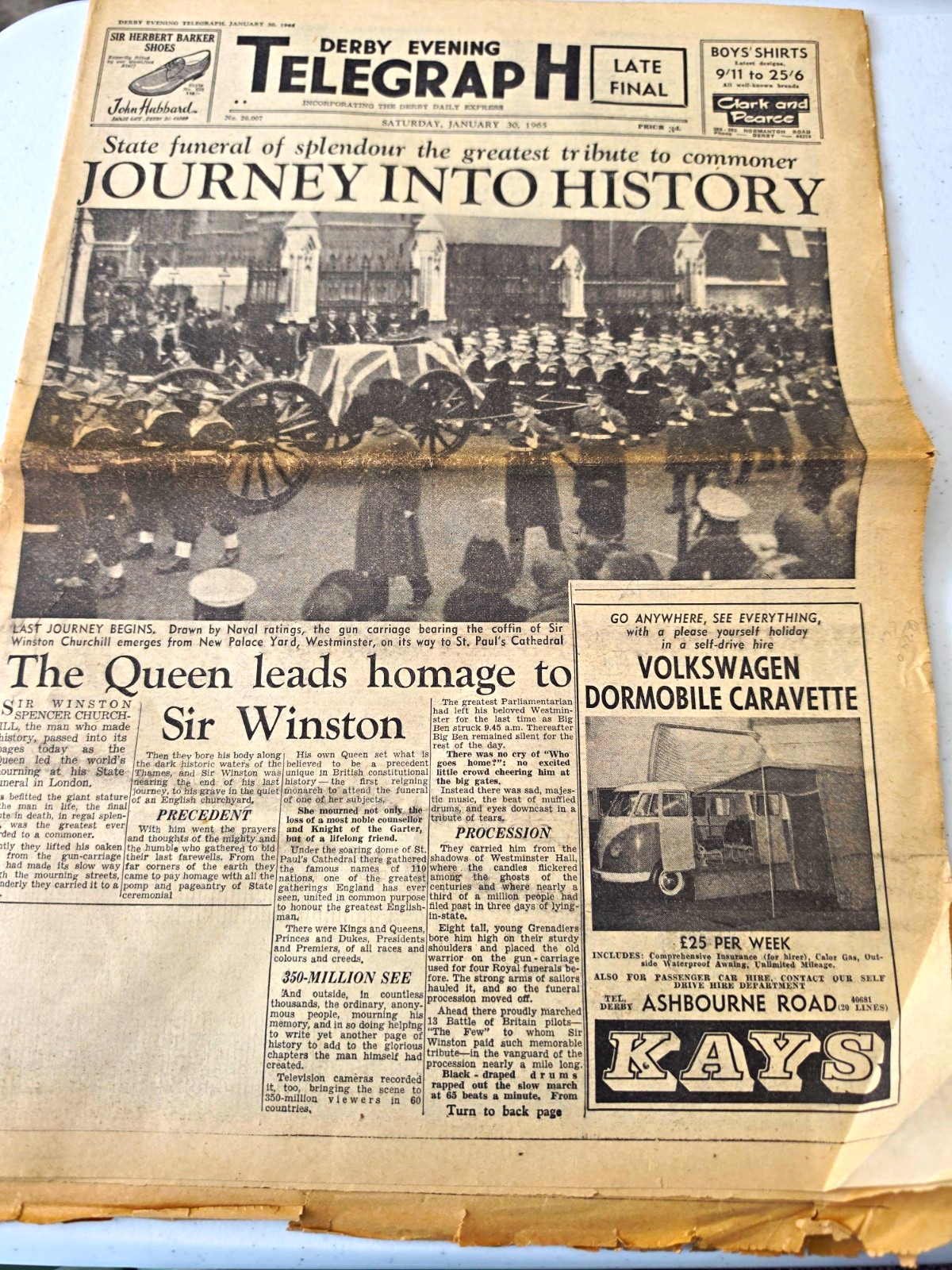 Derby Evening Telegraph Late Final 30 January 1965 \