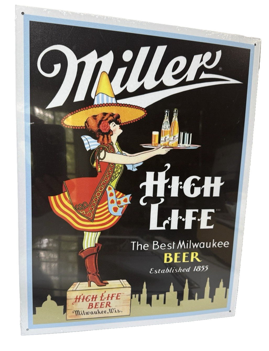 Miller High Life Server Brew Beer Tin Sign wall decor 12.5