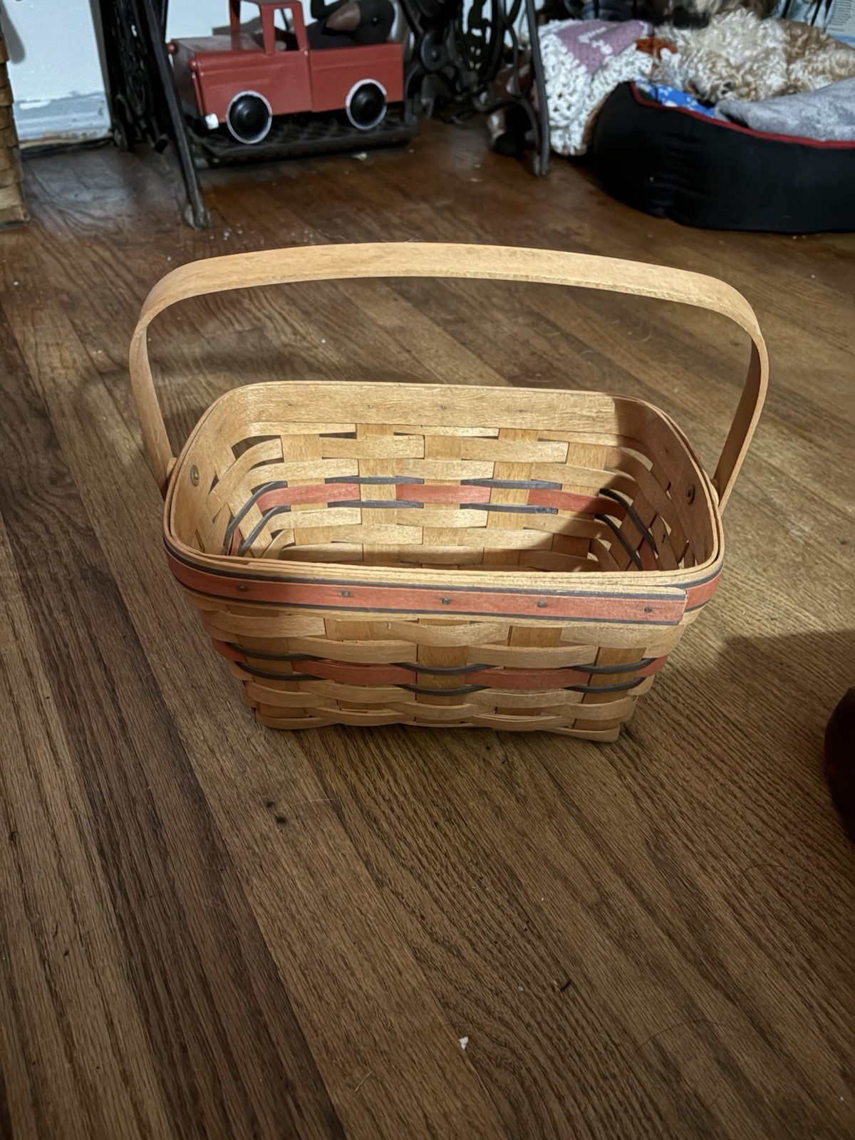 Vintage 1998 Longaberger Orange & Black Accent Basket Swing Handle Boo basket