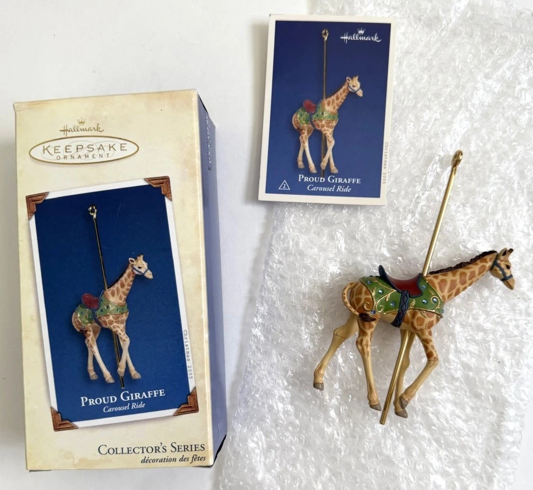 NIB Hallmark 2005 Proud Giraffe Carousel Ride Christmas Ornament-10-+24--141